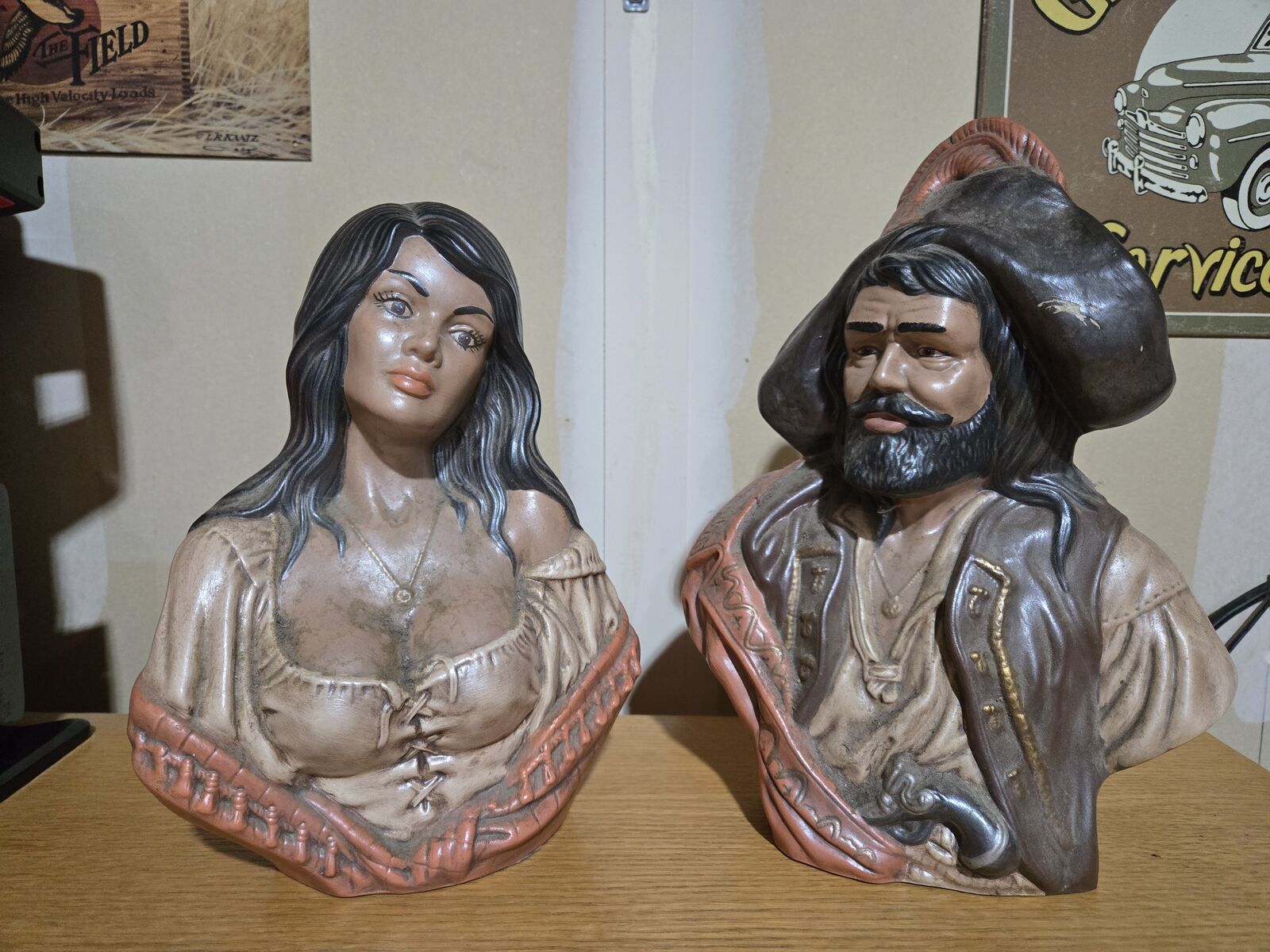 Vintage Holland Mold Pirate And Wench Statue Set 1974