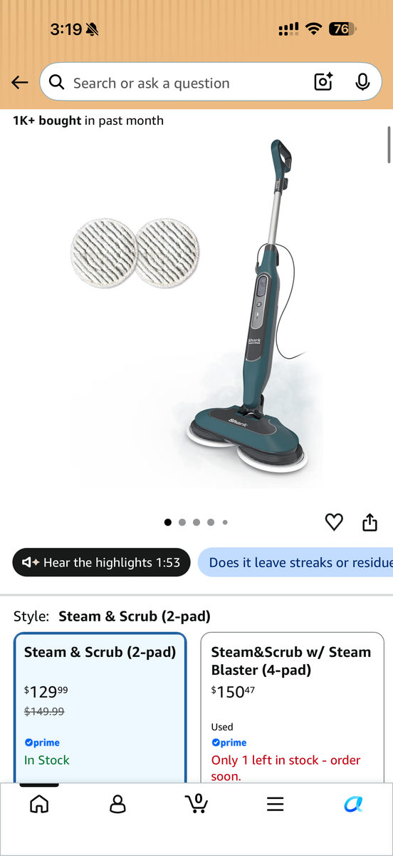 Shark Steam & Scrub All-in-One mop