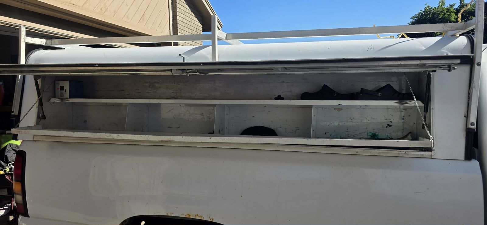 Commercial Pickup Truck Bed Shell Topper with Side Compartments and Ladder Rack