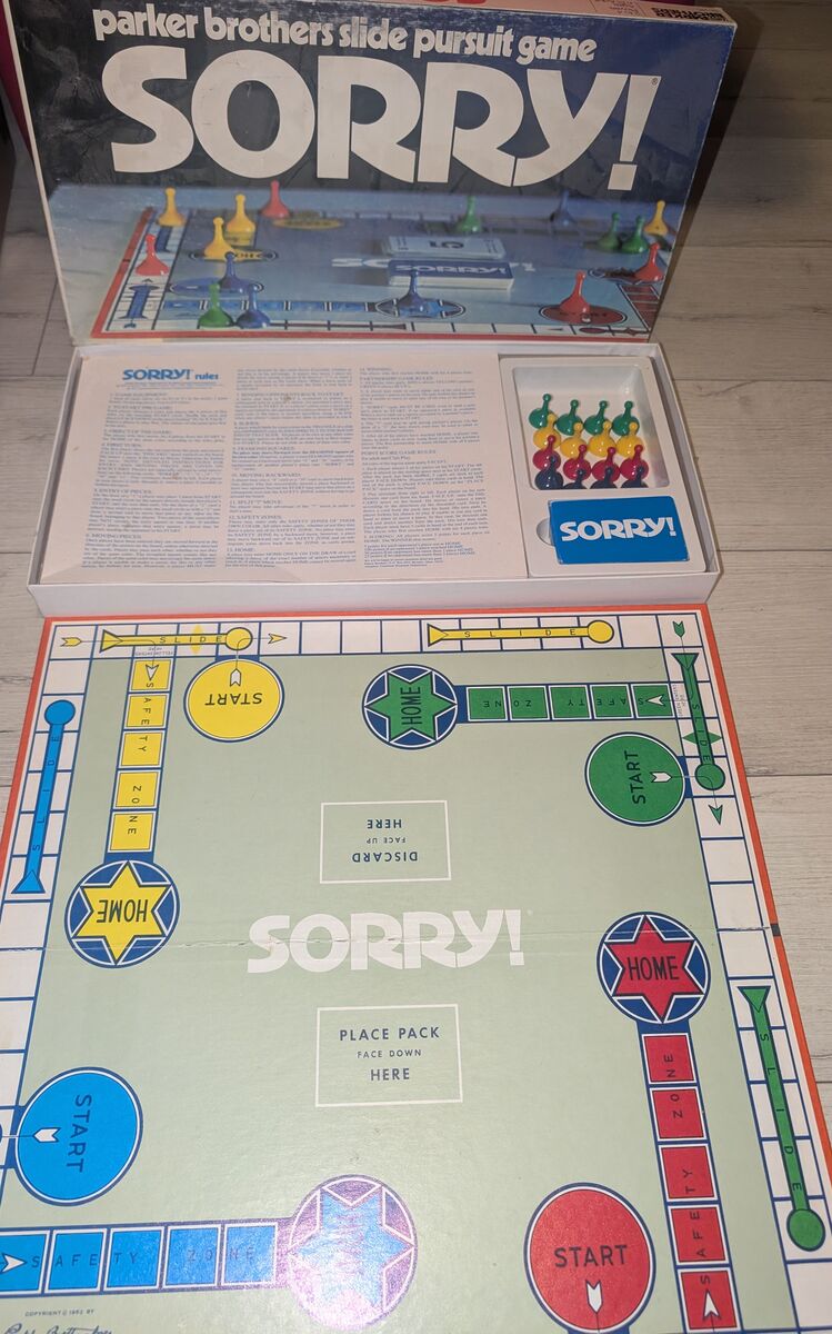 Vintage 1972 Sorry! Game by Parker Brothers Complete in Good Condition