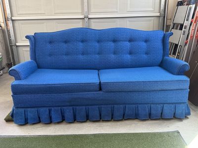 Vintage Kroelhler Blue Sleeper Sofa / Pull-Out Couch