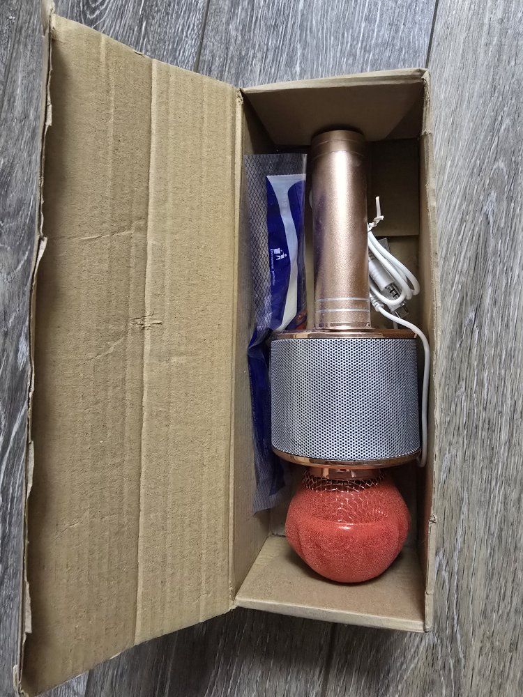 Portable Karaoke Microphone with Bluetooth Speaker, Rose Gold