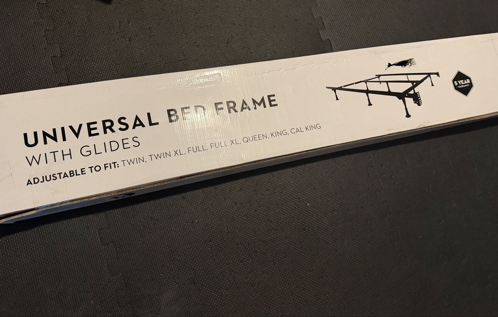 Universal Adjustable Bed Frame with Glides (Twin to Cal King)