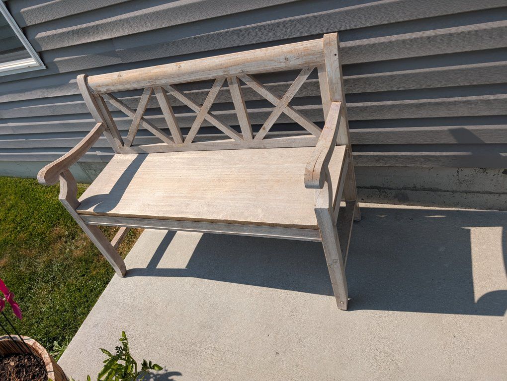 Wooden Outdoor Patio Bench with X-Back Design