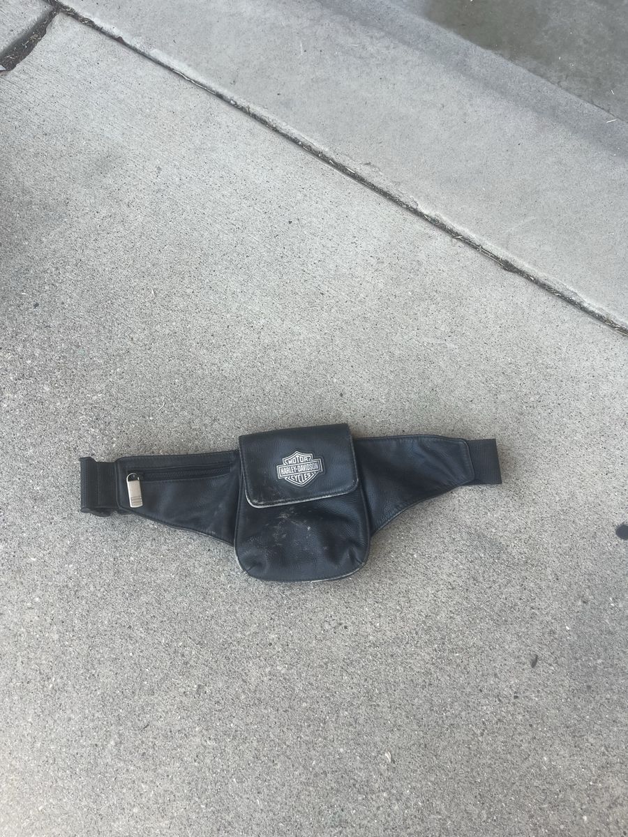 Vintage Harley-Davidson Black Leather Fanny Pack Waist Bag