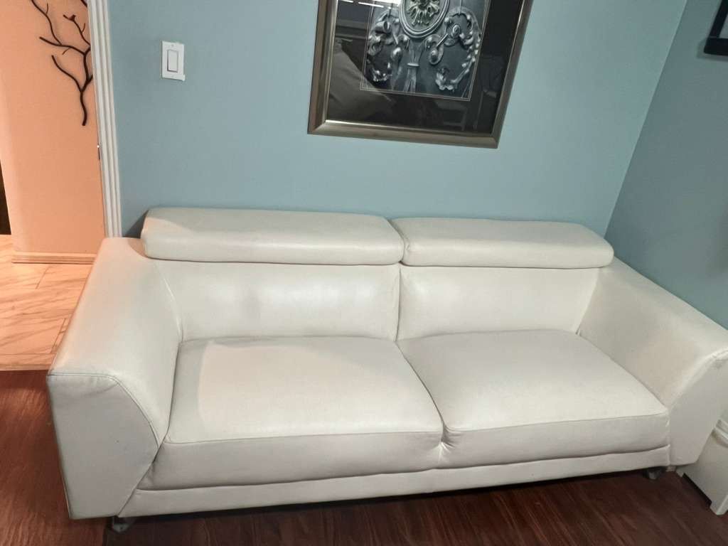 Genuine leather white couch