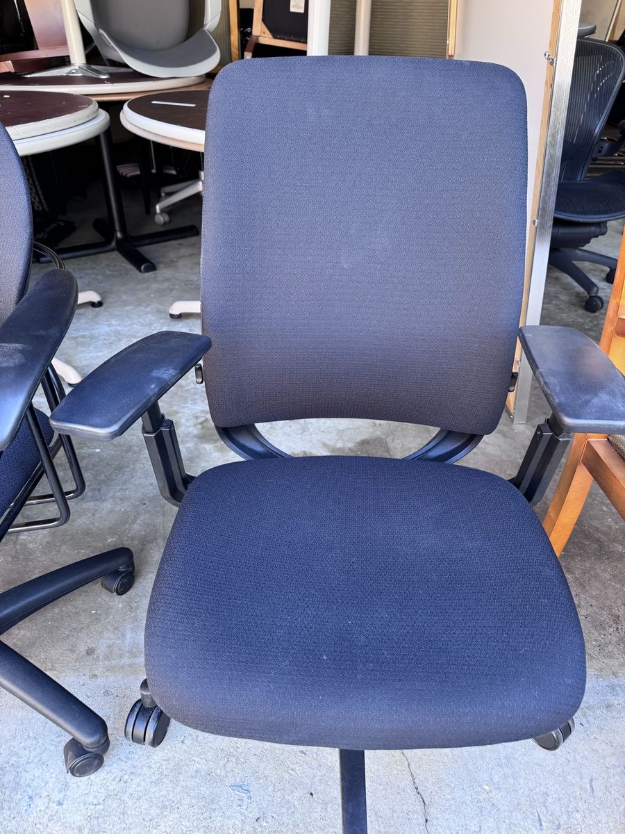 Office Desk Chair - Assorted Black Fabric, Adjustable Arms, Swivel Base, Rolling Casters