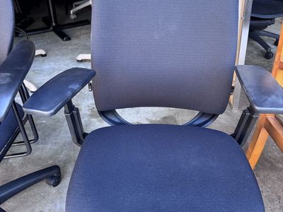 Office Desk Chair - Assorted Black Fabric, Adjustable Arms, Swivel Base, Rolling Casters