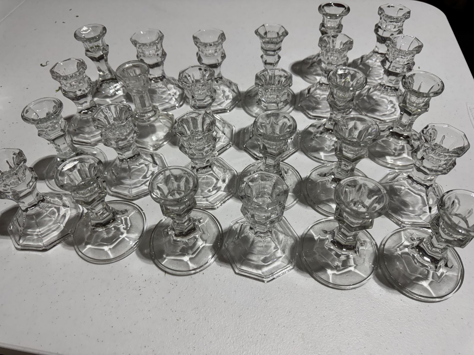 Wedding Decor - Glass Taper Candle Holders - Set of 25 with 24 Battery-Operated Taper Candles