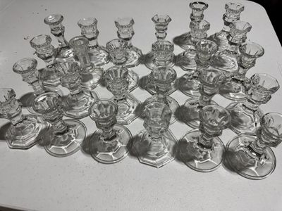 Wedding Decor - Glass Taper Candle Holders - Set of 25 with 24 Battery-Operated Taper Candles