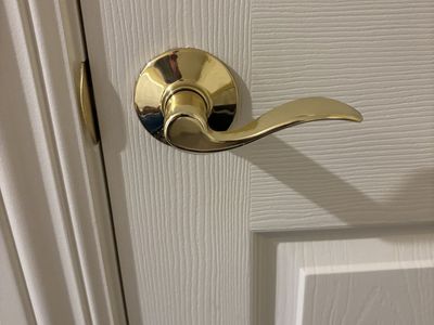 Schlage Lever Door Knobs, Hall and Closet style, Bright Brass