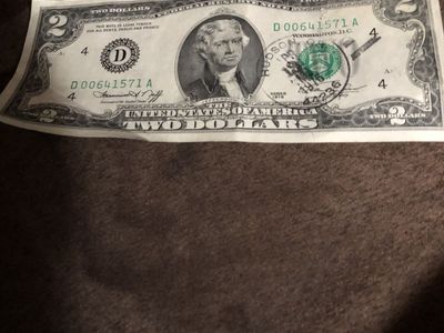 Certified stamped 2 dollar bill 1976