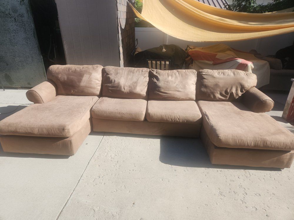 Brown Double Chaise Sectional Sofa