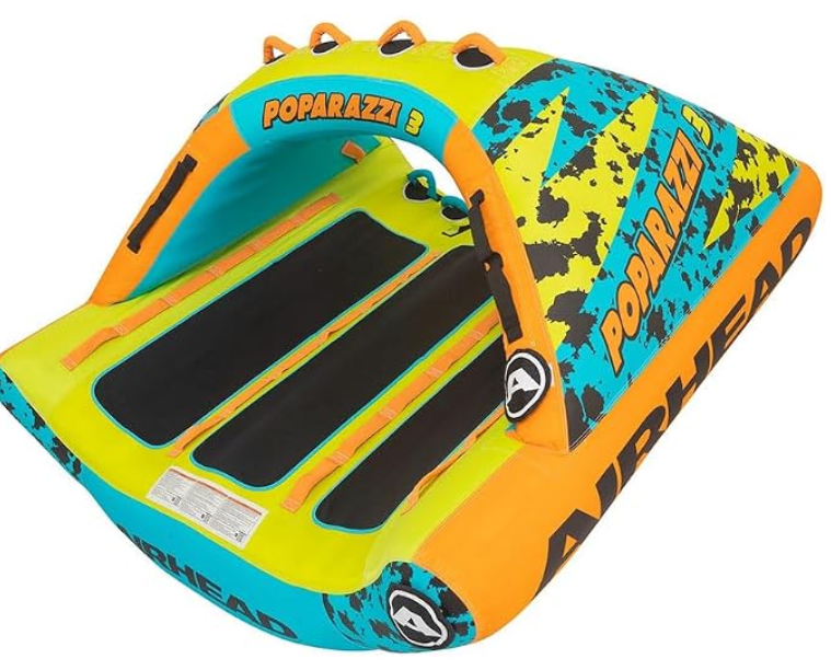 Airhead Poparazzi Towable Tube for Boating, 1-3 Rider Inflatable Boat Tube for Water Tubing