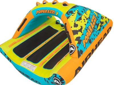 Airhead Poparazzi Towable Tube for Boating, 1-3 Rider Inflatable Boat Tube for Water Tubing