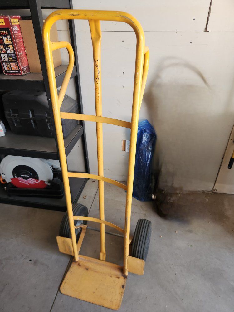 Used Yellow Hand Truck Dolly with Rubber Wheels - Sturdy Mover