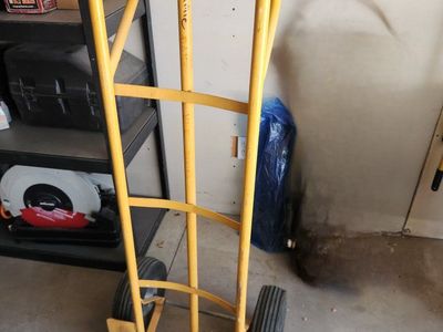 Used Yellow Hand Truck Dolly with Rubber Wheels - Sturdy Mover