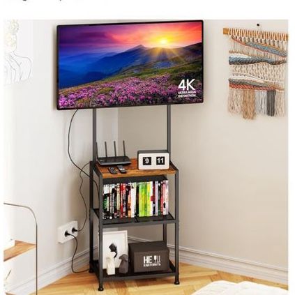 Corner TV Stand w/ Mount 14–42” 3 Tier Storage Shelf