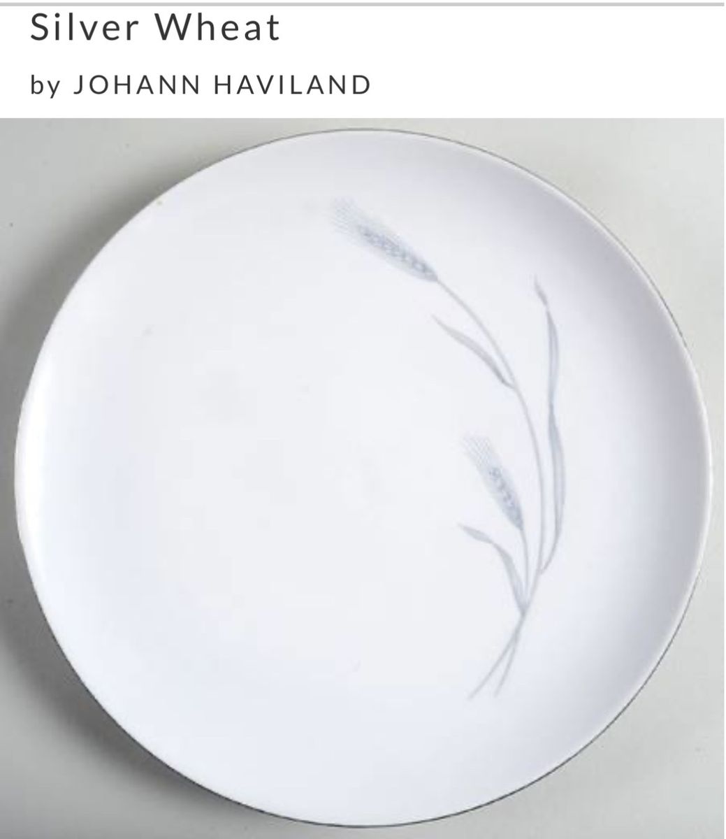 Johann Haviland Silver Wheat service for eight . Dress White with Silver Wheat Design