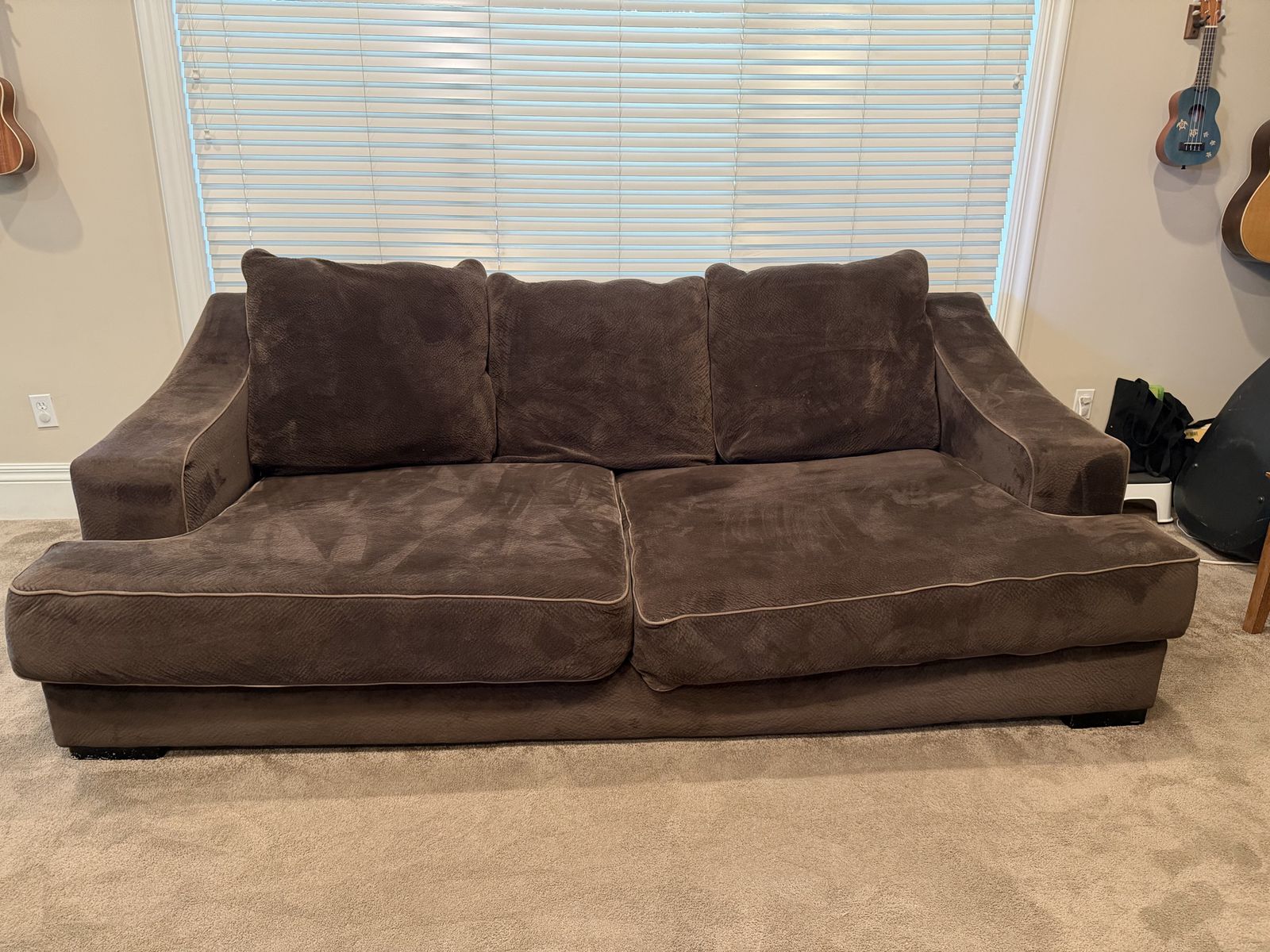 FREE Set of 2 dark brown deep microfiber couch and loveseat