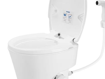 Kohree Composting Toilet White Portable RV Toilet with Bidet Spray and 5.3 Gallon Tank