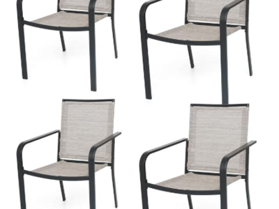 Patio Dining Chairs Set of 4, Outdoor Stackable Dining Furniture Set, All Weather Dining Set