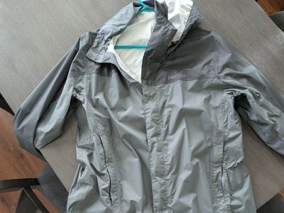 men's gray Marmot rain jacket