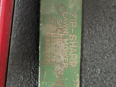 Vintage Zip-Sharp Lawn Mower Blade Sharpener - Green Metal, Patent 2327827