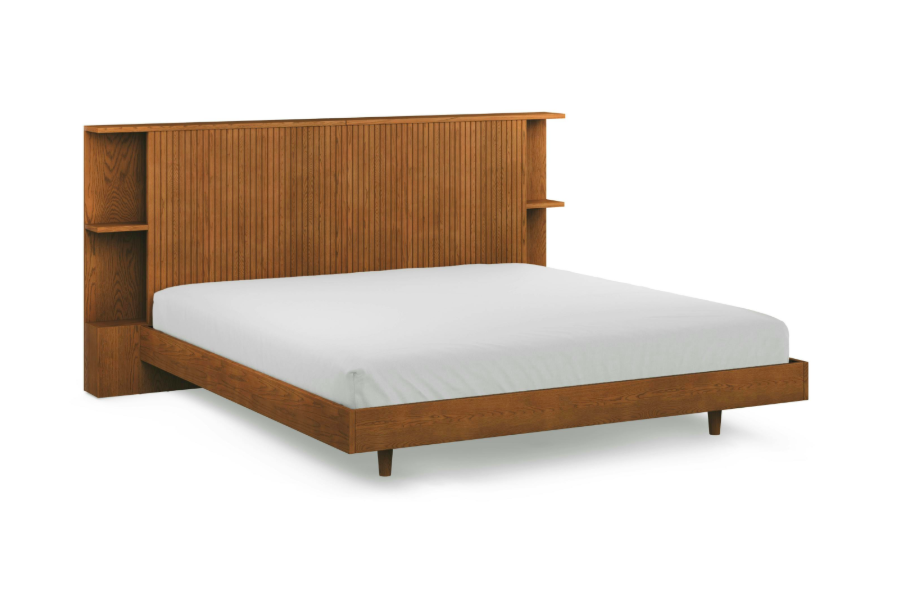 ARTICLE, Kouva Smoked Oak King Storage Headboard, Basi Smoked Oak Bed Frame,  Like New