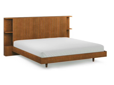 ARTICLE, Kouva Smoked Oak King Storage Headboard, Basi Smoked Oak Bed Frame, Like New