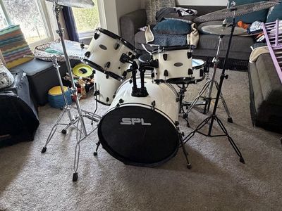 SPL Performer Series 5-Piece Drum Set with Cymbals and Hardware - White, Used