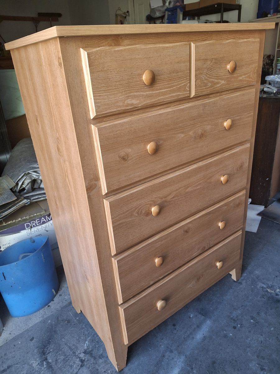 natural stain5 drawers dresser/dave