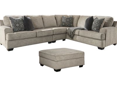 Ashley Furniture Bovarian 3-Piece Fabric Sectional Couch with Storage Ottoman