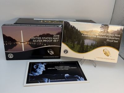 2019 US Mint Silver Proof Set & America the Beautiful Quarters Proof Set with W Penny Collection