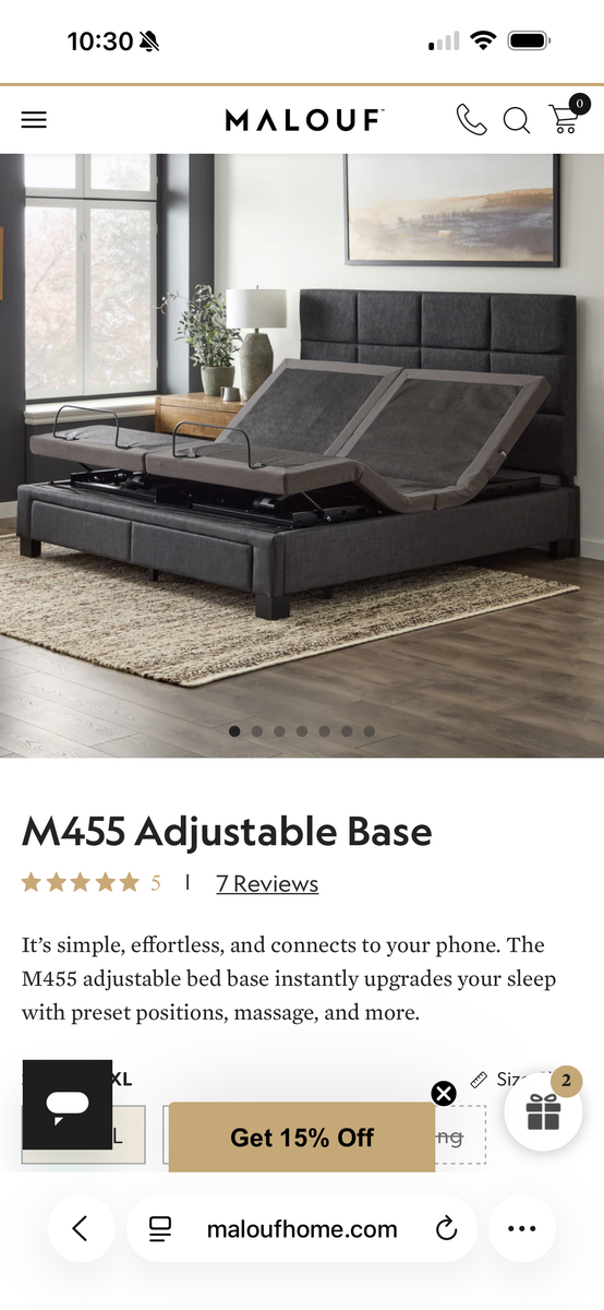 Malouf Split Cal King Smart Adjustable Bed Base  New in box.  