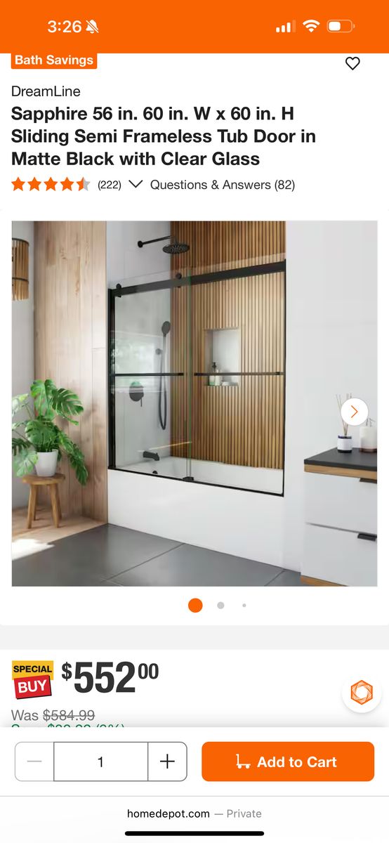56x60 W 60 Shower Door