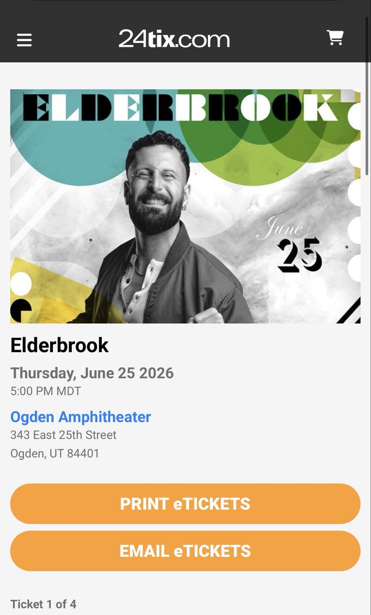 Elderbrook Concert Ticket - June 25, 2026 at Ogden Amphitheater (4 of 4 Tickets)