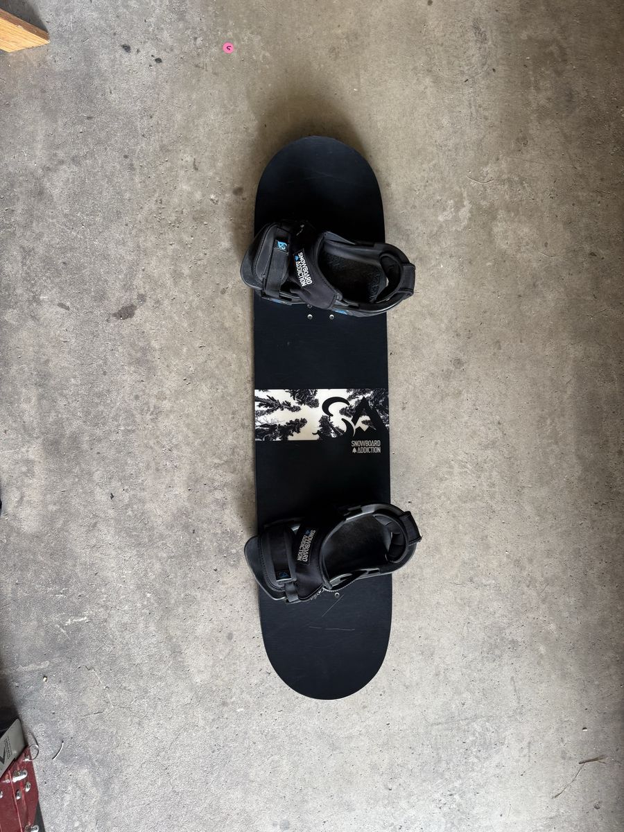 Snowboard Addiction Trampoline Training Board and Training Bindings Set