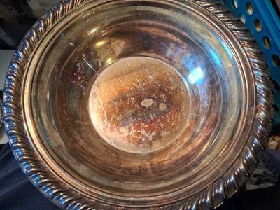 Vintage Silver Plated Serving Bowl with Rope Edge Design