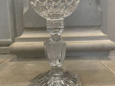 Vintage Cut Clear Glass Candlestick Holder