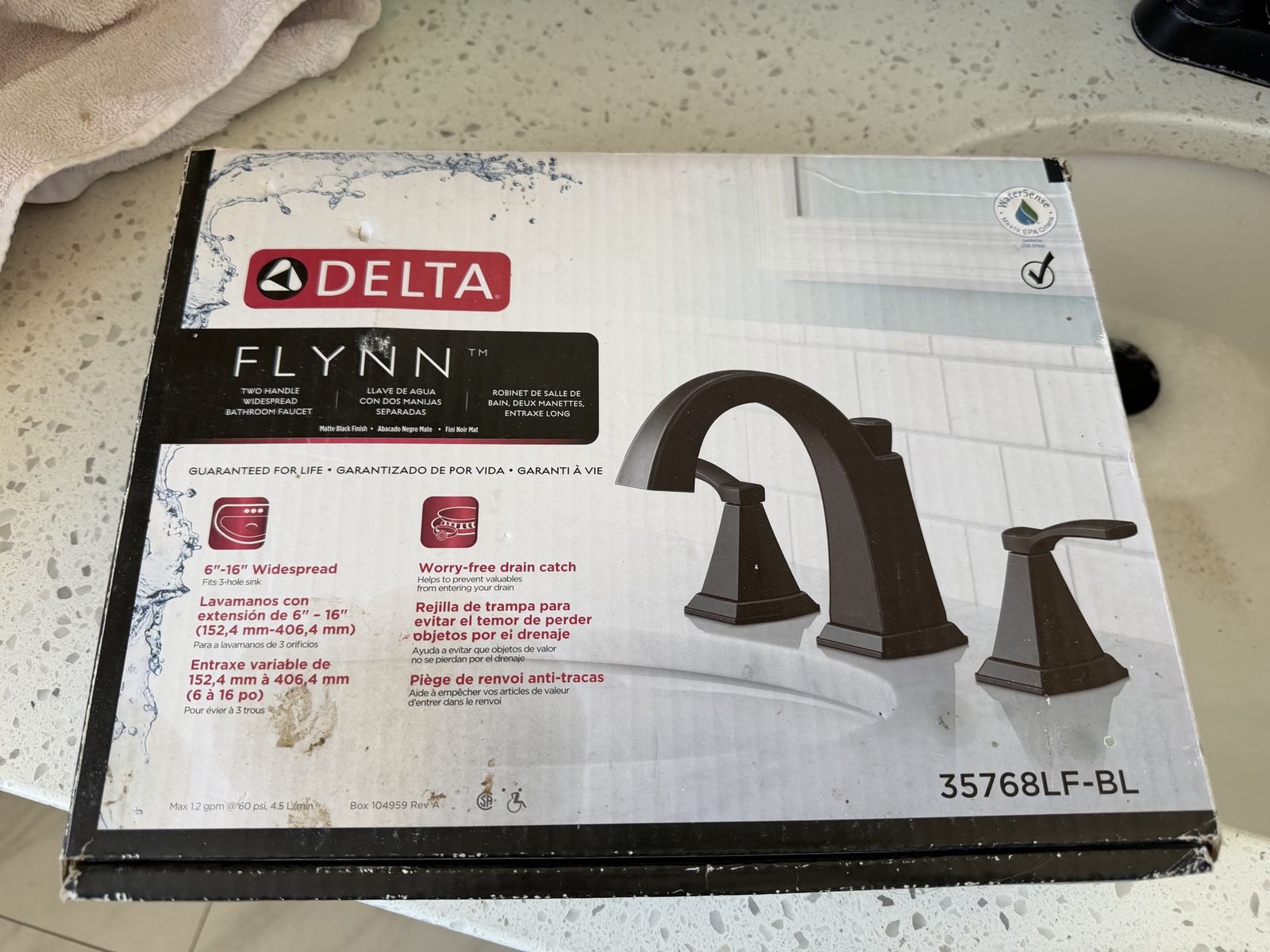 DELTA Flynn 35768LF-BL Widespread Bathroom Faucet - Matte Black, 6-16" Spread