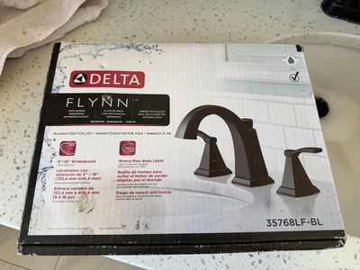 DELTA Flynn 35768LF-BL Widespread Bathroom Faucet - Matte Black, 6-16" Spread