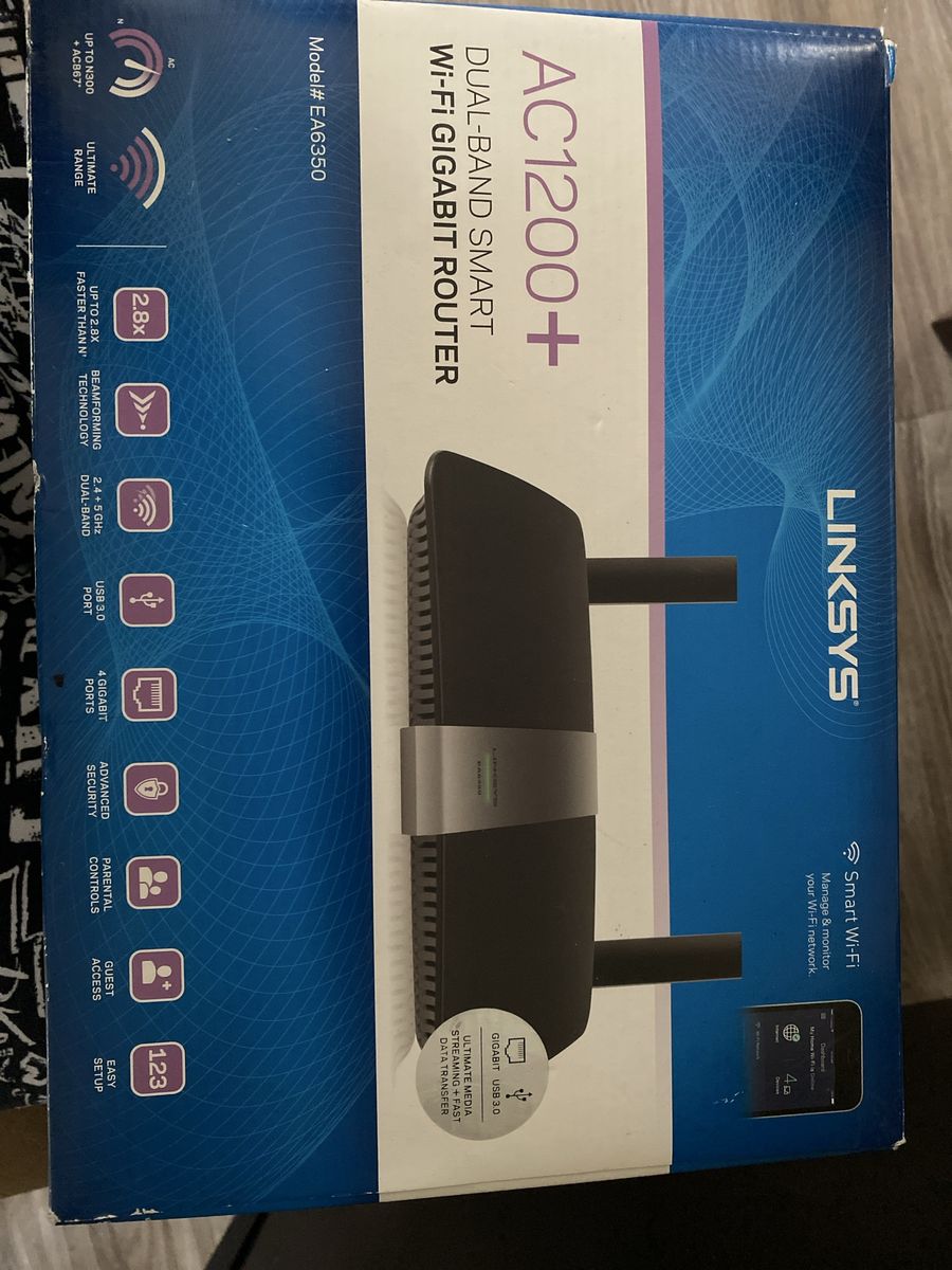 Linksys AC1200+ EA6350 Dual-Band Smart Wi-Fi Gigabit Router with USB 3.0 & Parental Controls