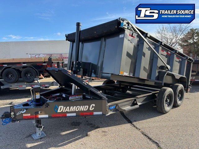 7x14 Diamond C LPT 207 Dump Trailer - 44" Sides - 15.5K GVWR - 14 Ply Tires, Long Arm Tarp