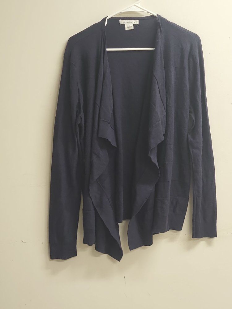 Liz Claiborne Open Front Cardigan Sweater Navy Blue Size L