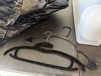 Black Velvet hangers and plastic hangers