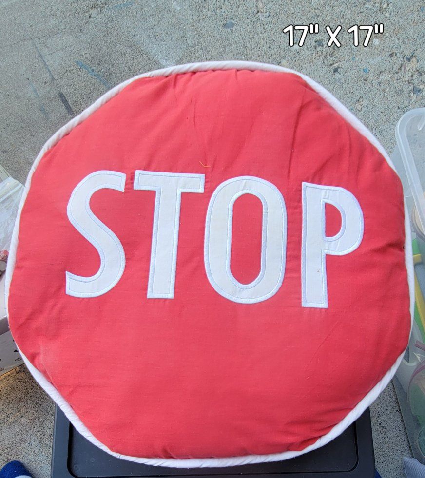 Round Stop Sign Throw Pillow