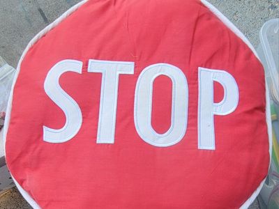 Round Stop Sign Throw Pillow