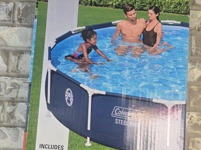 Coleman Steel Pro 12ft Round 33in Deep Above Ground Swimming Pool w/ Pump Filter