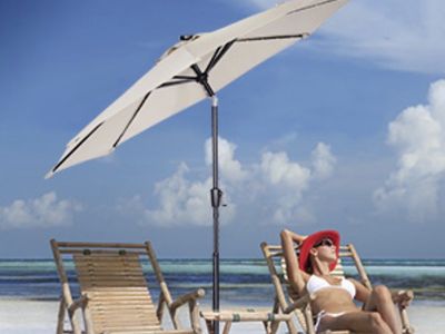 New. ZERSUN 9’ Outdoor Patio Umbrella - Grey, Market Umbrella for Deck or Beach